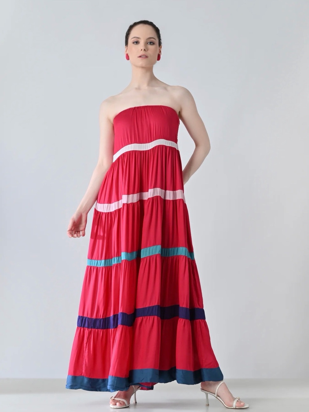 Anthropologie Samant Chauhan
Strapless Color block Dress-Medium